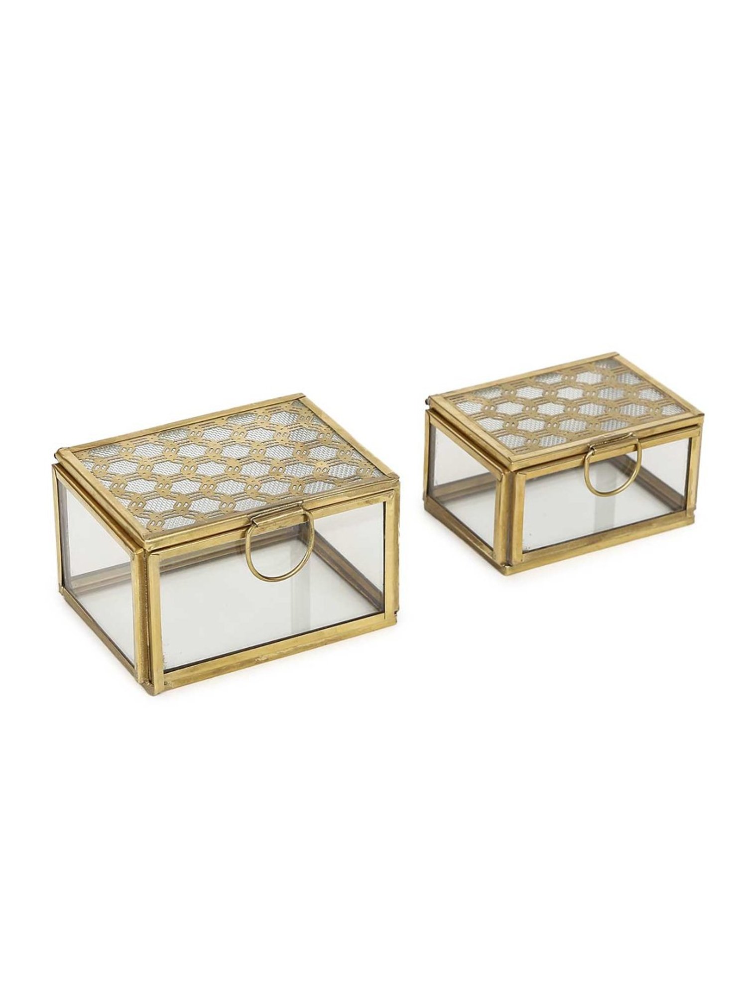 Home4U Gold Glass Large Kaori Antique Box