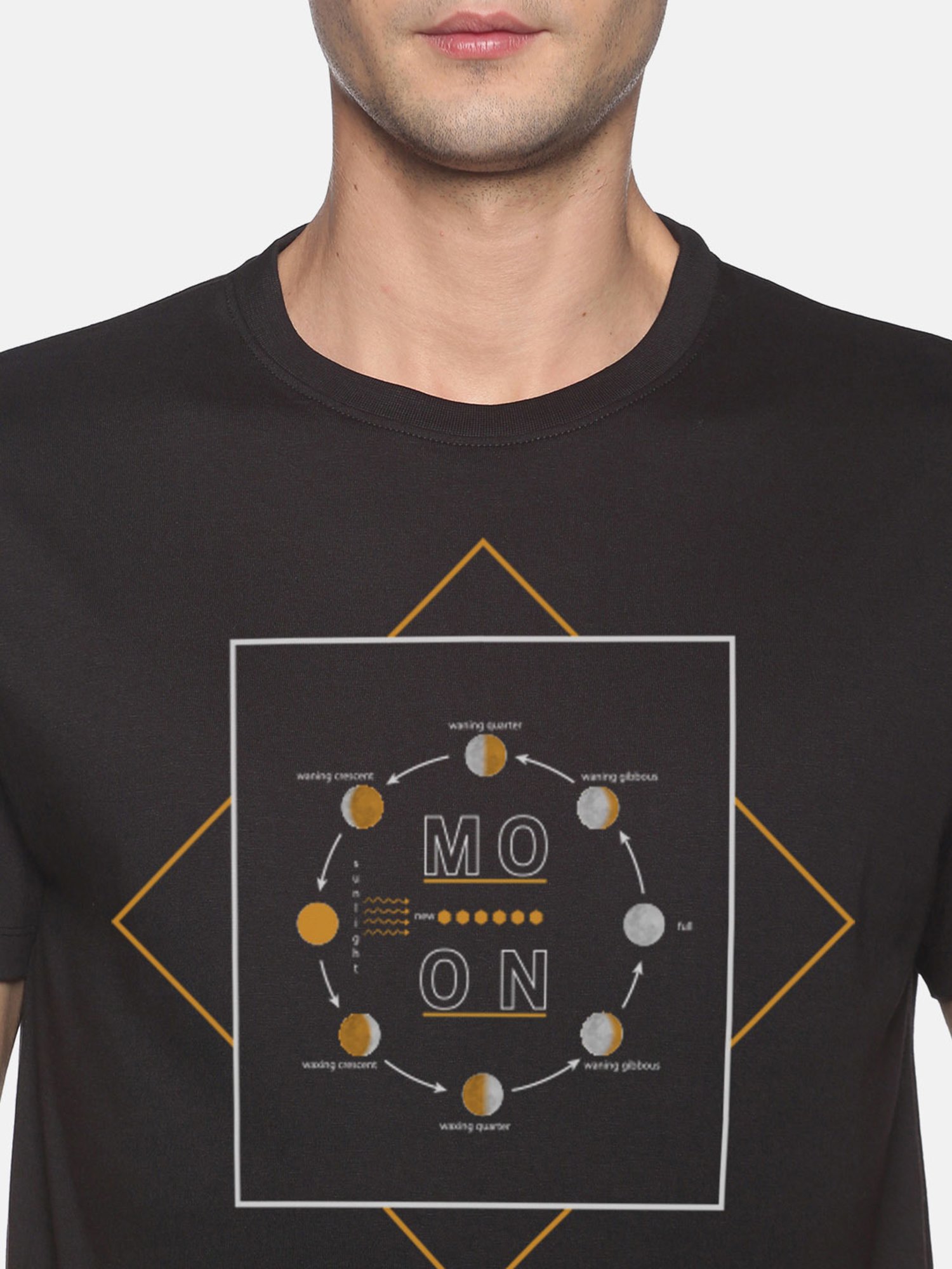 BLACK RADIO Black Slim Fit Printed Crew T-Shirt