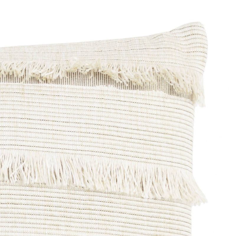 18"x18" Hillie Fringe Square Throw Pillow Egret Bronze - Décor Therapy