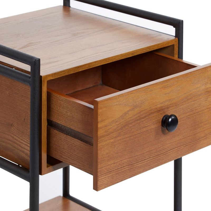 Farmhouse Nightstand with Drawers Textured Black - Silverwood