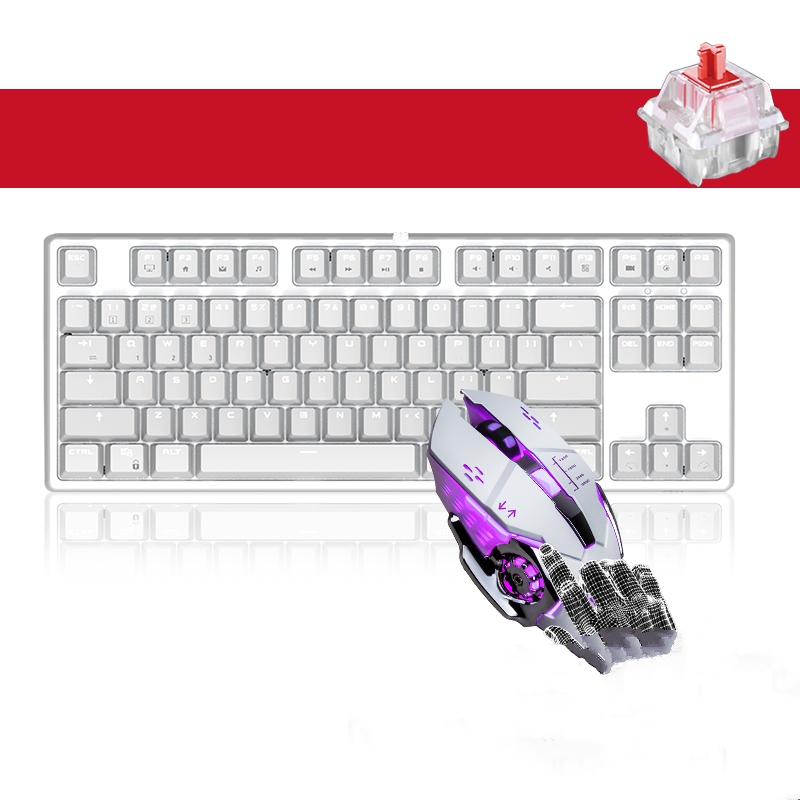 Royal Kludge RK987  N-key Rollover Ergonomic Design,Cool Exterior USB Wired PBT Keycaps White Backlit Keyboard for Gaming and Office - Black( RK Black Switch)