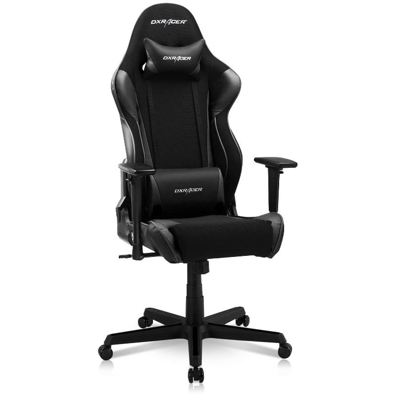 DXRacer OH/RAA106/NR Racing Series Adjustable Ergonomic Gaming Home Office Desk Chair with Lumbar Support, Swivel Base, Wheels, and Headrest, Black