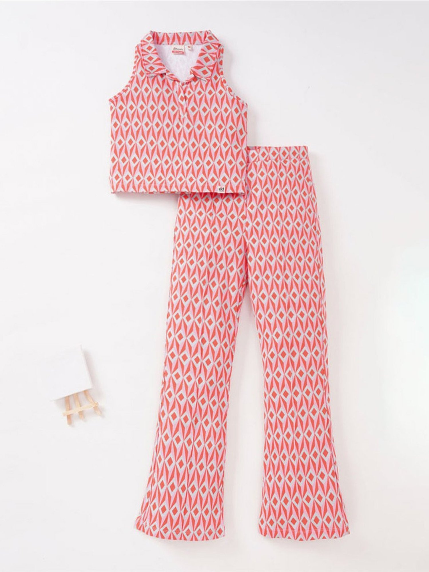 Edheads Kids Red & White Cotton Printed Top Set