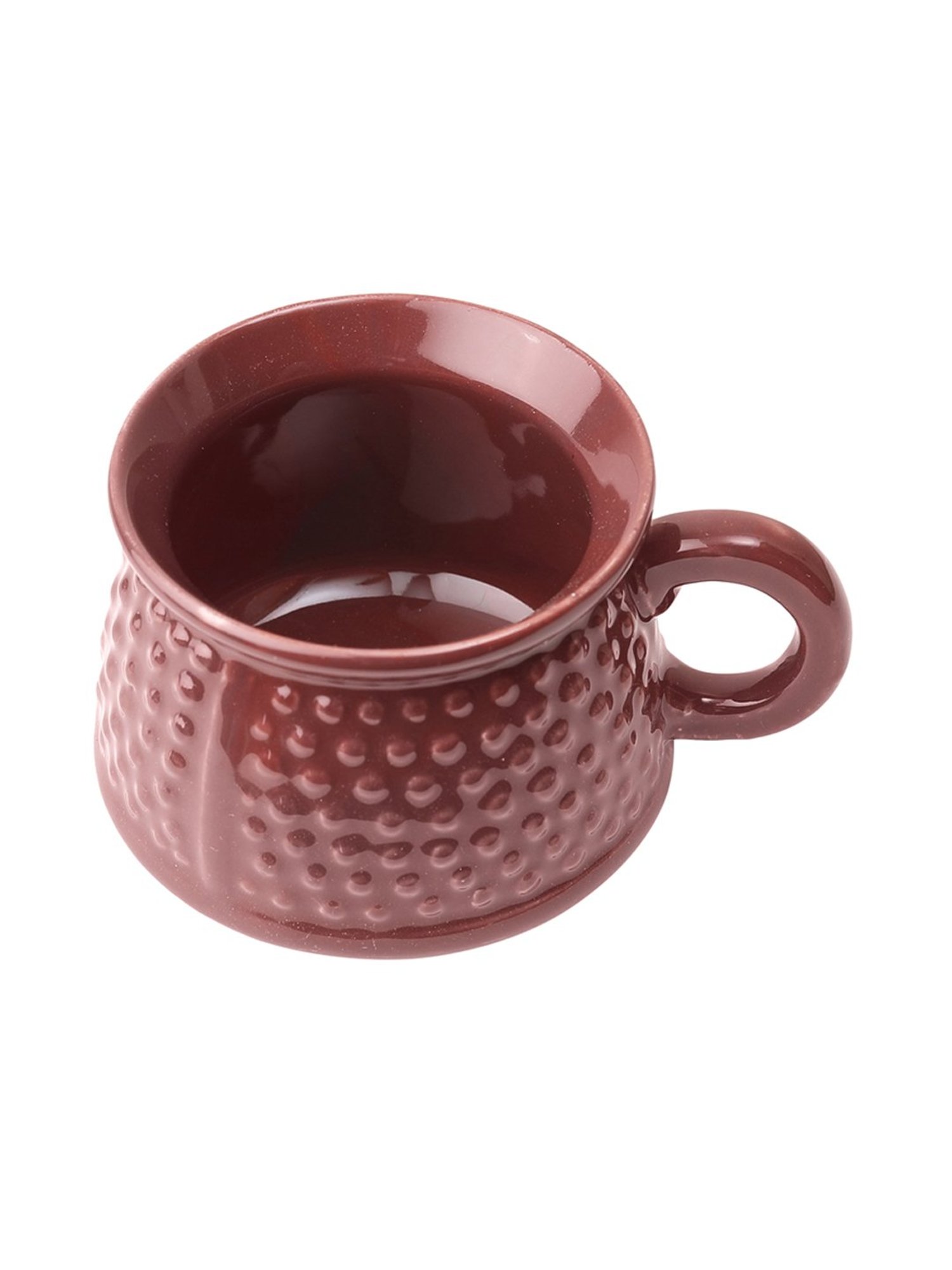 VarEesha Hand Crafted Studio Pottery Maroon Tea Cups (200 ml) - Set of 4