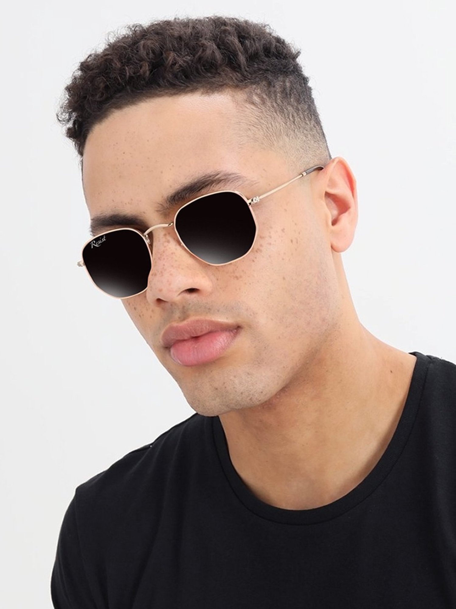 Resist Eyewear Black Hexagon UV Protection Unisex Sunglasses