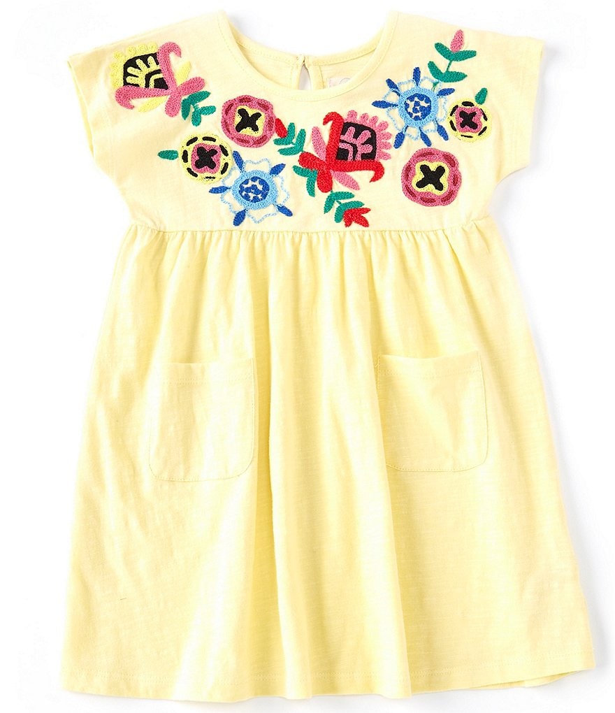 Peek Baby Girls 3-24 Months Floral-Embroidered-Yoke Fit-And-Flare Dress