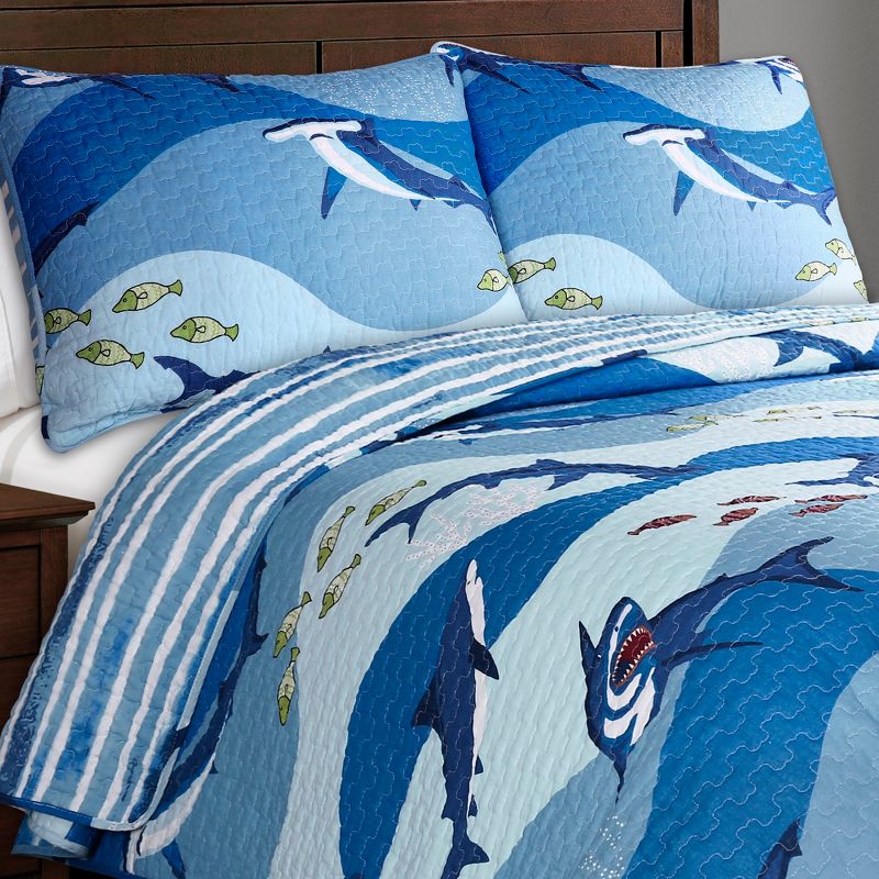 50"x60" Shark Allover Throw Blanket Blue - Lush Décor
