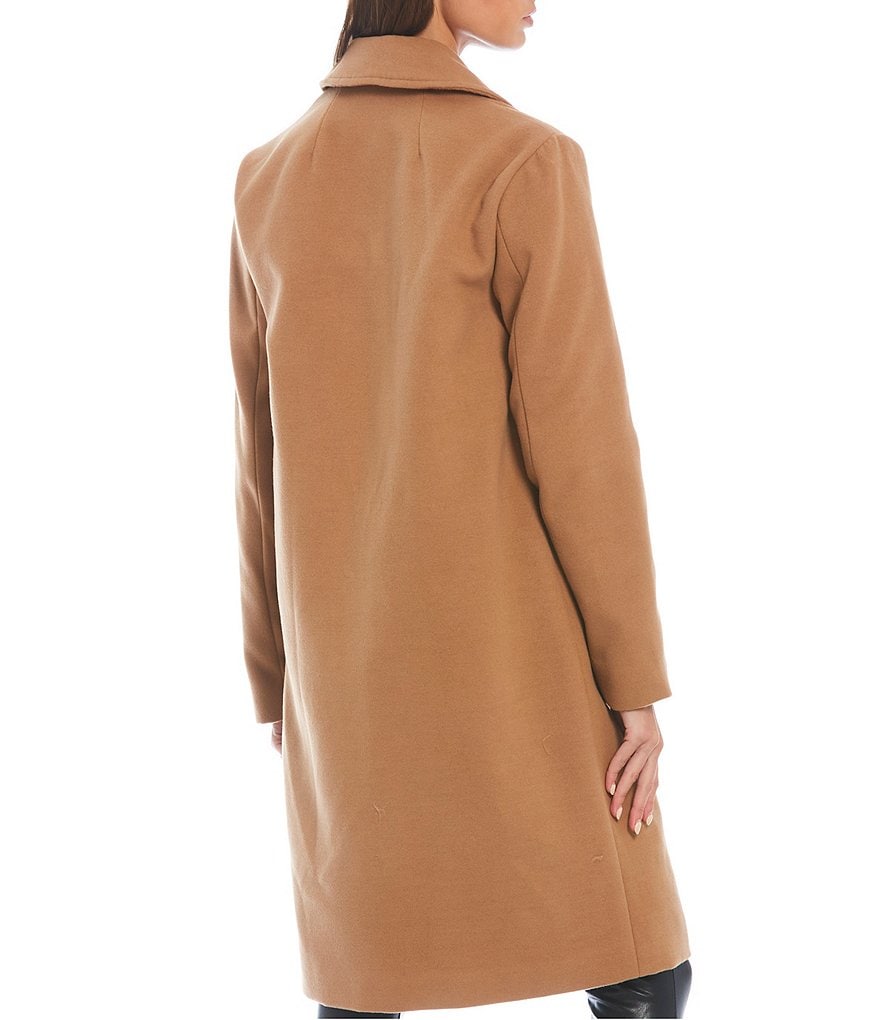 GB The New Long Sleeve Lined Notch Collar Single Breasted Peacoat