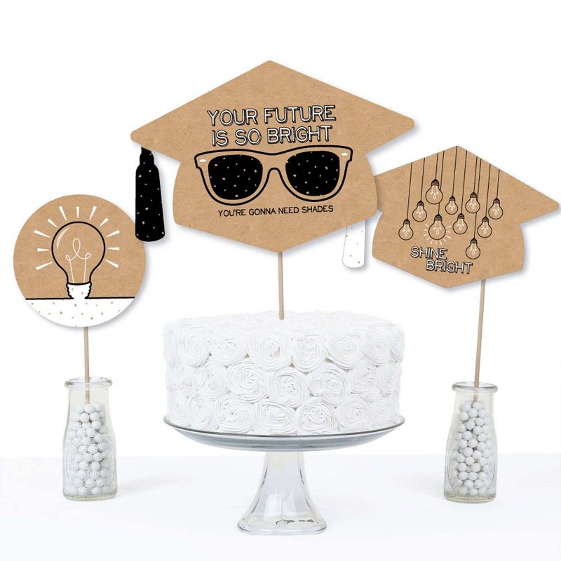 Big Dot of Happiness Bright Future - Graduation Party Centerpiece Sticks - Table Toppers - Set of 15