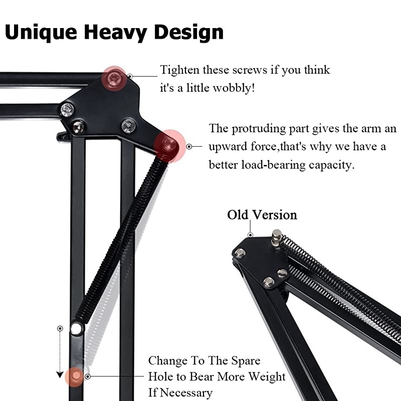 Adjustable Microphone Suspension Boom Scissor Arm Stand with Shock Mount Mic Clip Holder 38 to 58 Screw Adapter for Blue Yeti Snowball amp Other Microphones stand with adapter