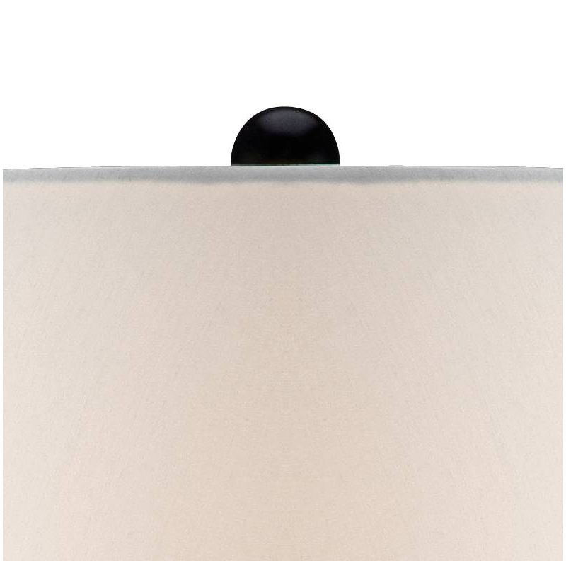 Regency Hill Asian Table Lamp Temple Porcelain Jar Blue Floral White Drum Shade for Living Room Family Bedroom Bedside Nightstand