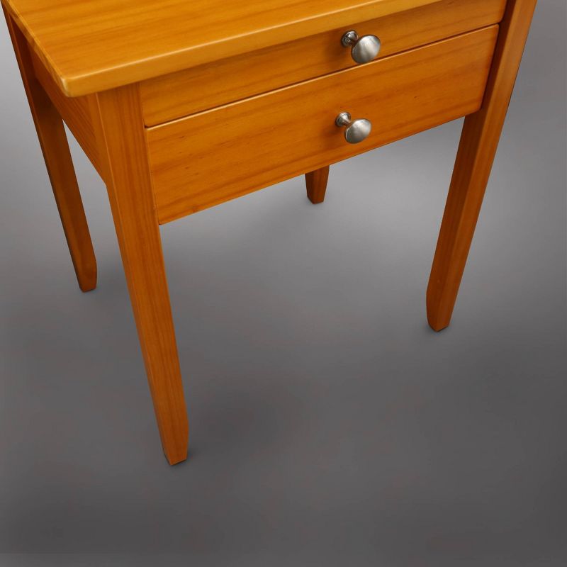 Solid Wood Nightstand with USB Port Honey Oak - Flora Home