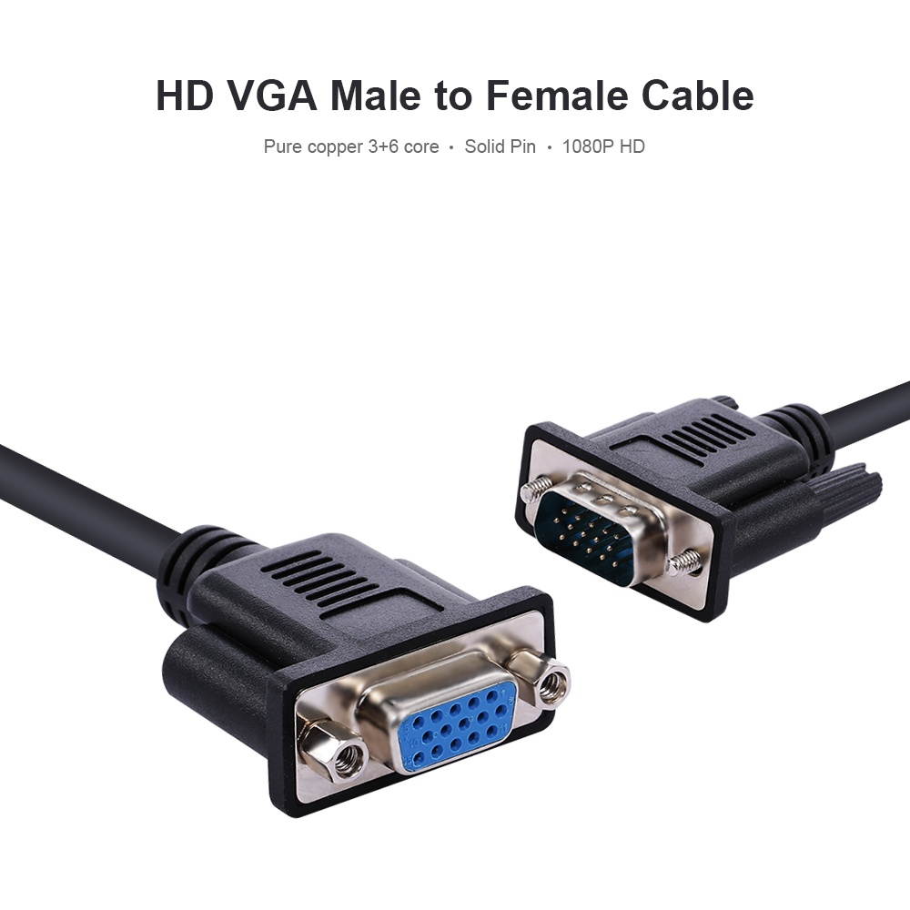 VGA Cable HD 3+6 Pure Copper VGA Male to Female Cable for Desktop/Laptop/Projector 30cm/11.81in