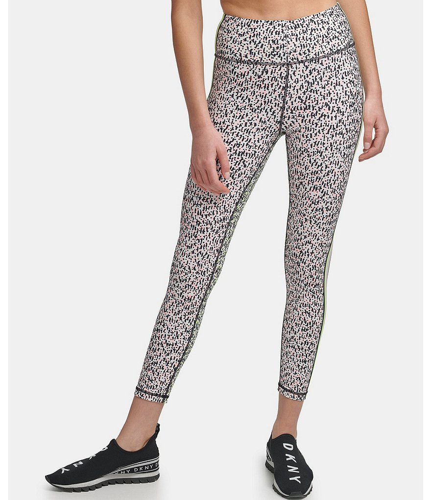 DKNY Sport Confetti Print High Waist 7/8 Pull-On Leggings