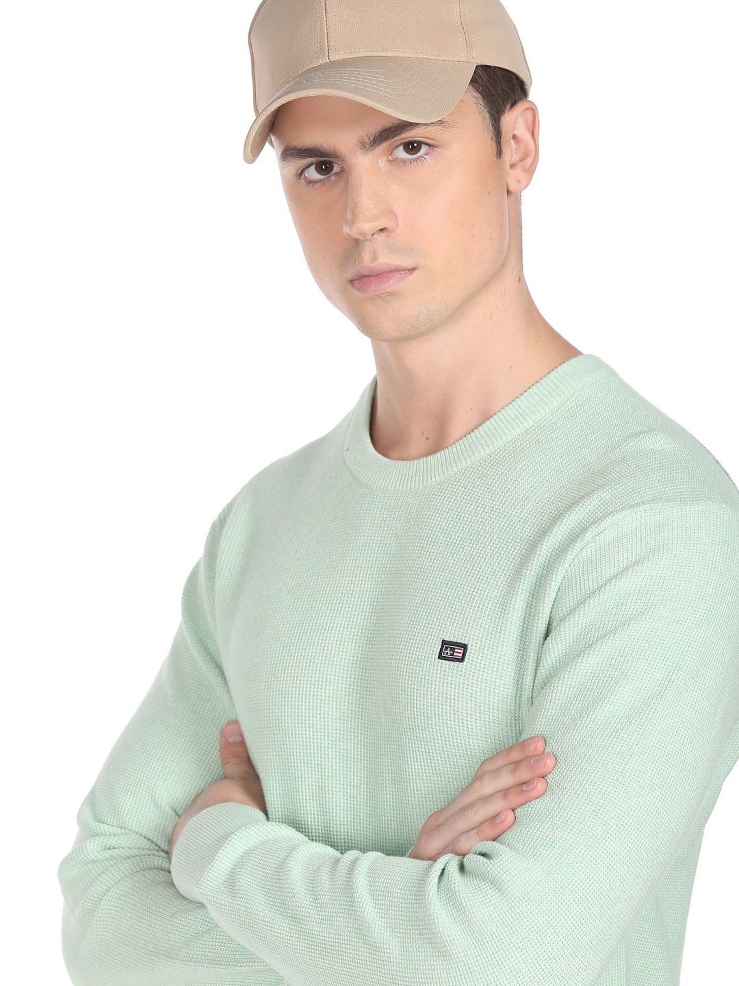 Arrow Sport Light Green Regular Fit Sweater