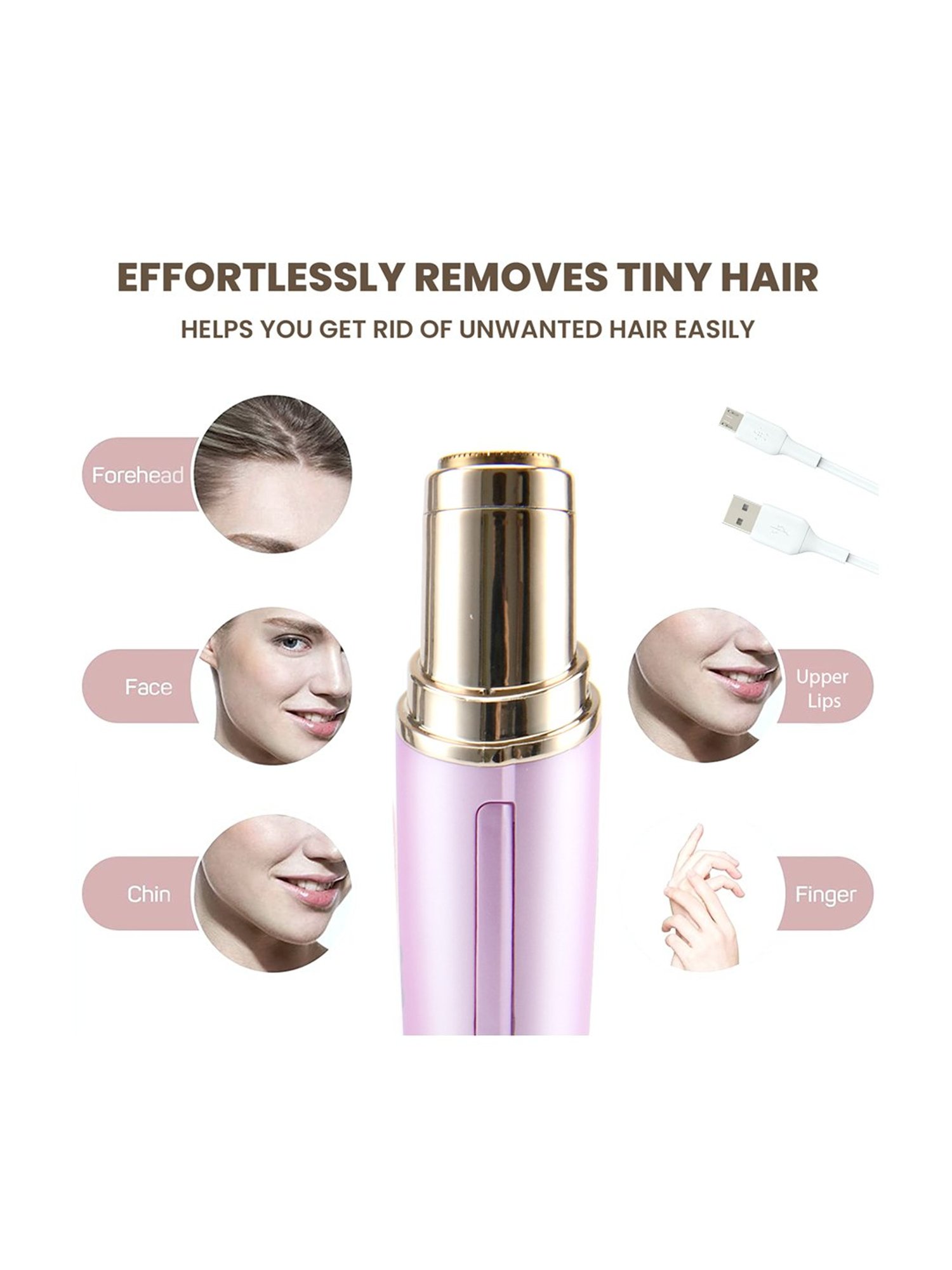 WINSTON Rechargeable Battery Operated Face Trimmer Waterproof Head Cordless Women Face Hair Remover