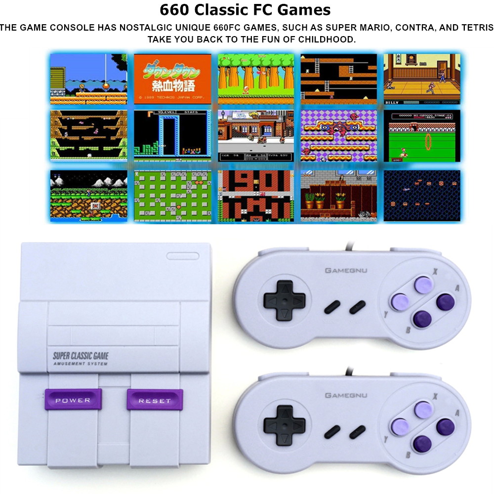 Mini 660 Classic Games Retro Super Classic Modded 8 Bit Game Console Handheld Gaming with With 2 Controllers