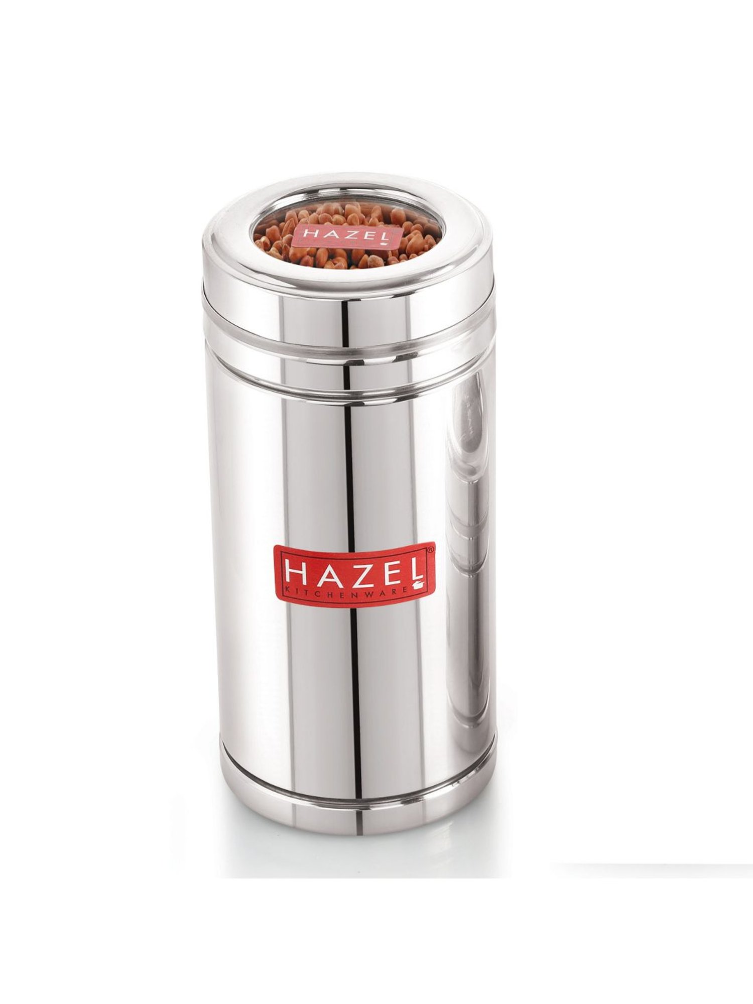 HAZEL Silver Stainless Steel Container with Transparent Lid (0.9L)