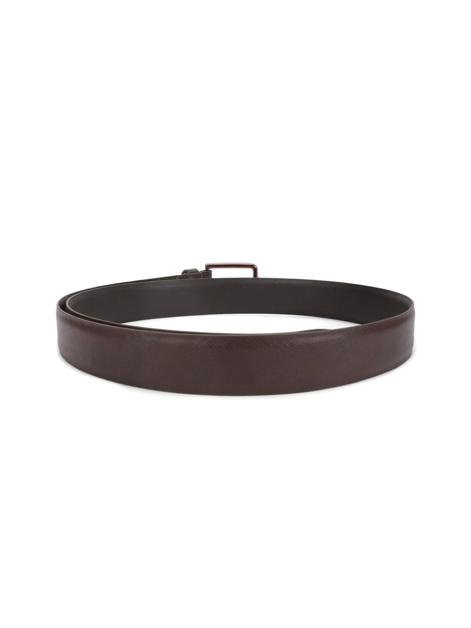 Simon Carter Brown Leather Textured Formal Belt for Men