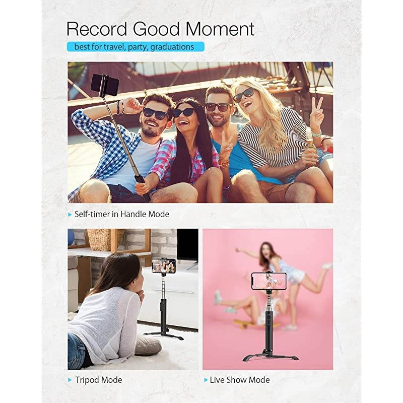 Selfie Stick Tripod,  Extendable Phone Tripod Lightweight Selfie Stick Bluetooth with Remote for iPhone 11 Pro/11/XS MAX/XR/XS/X/8/8 Plus/7/7 Plus/6s/6, Galaxy S10/S9/S9 Plus, More