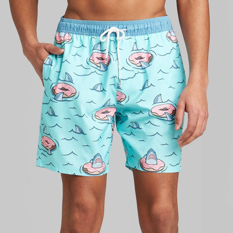 Men's 7" Sharkular Elastic Waist Swim Trunks - Original Use™ Blue XS