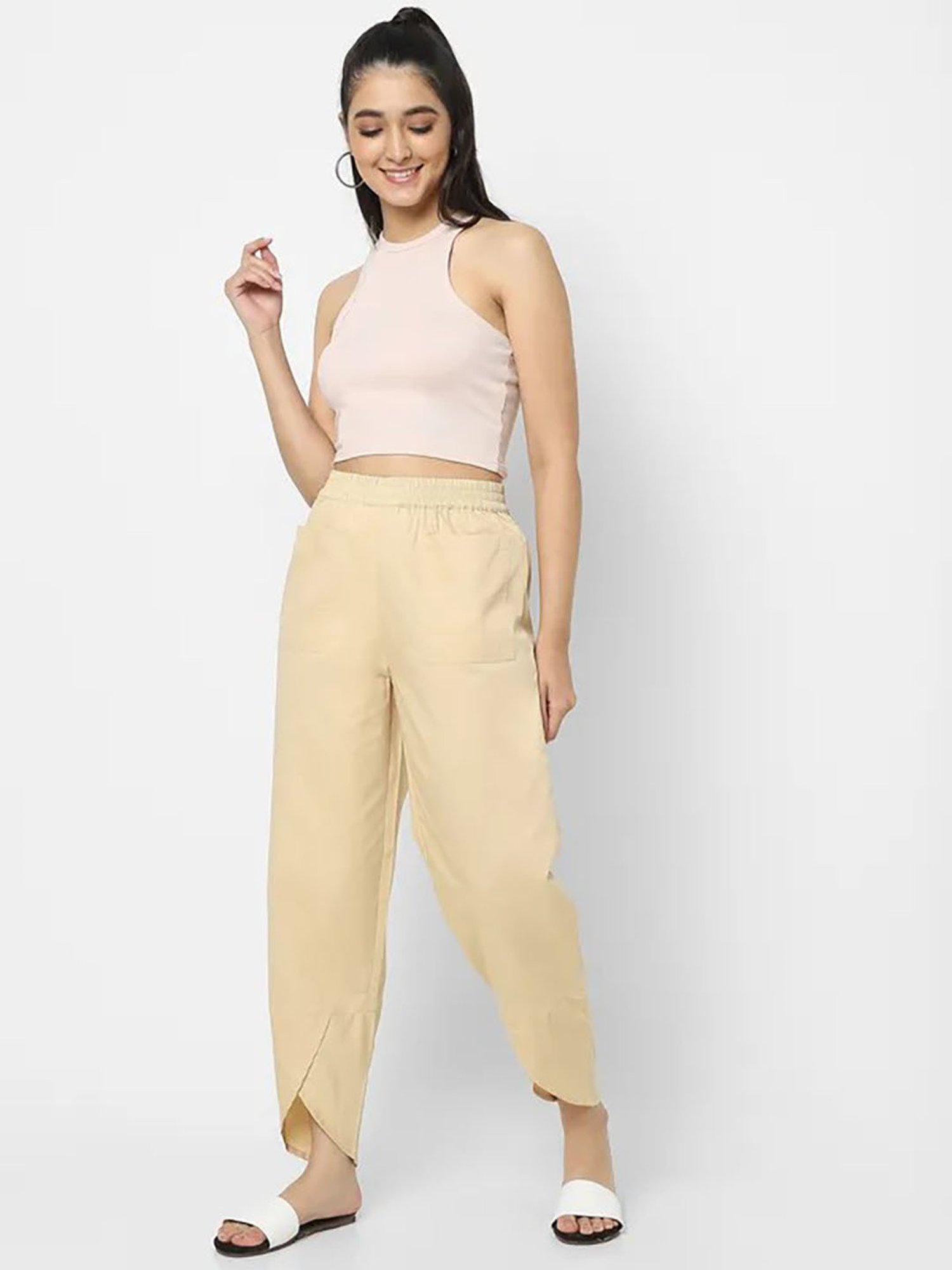 Mystere Paris Beige Cotton Lounge Pants