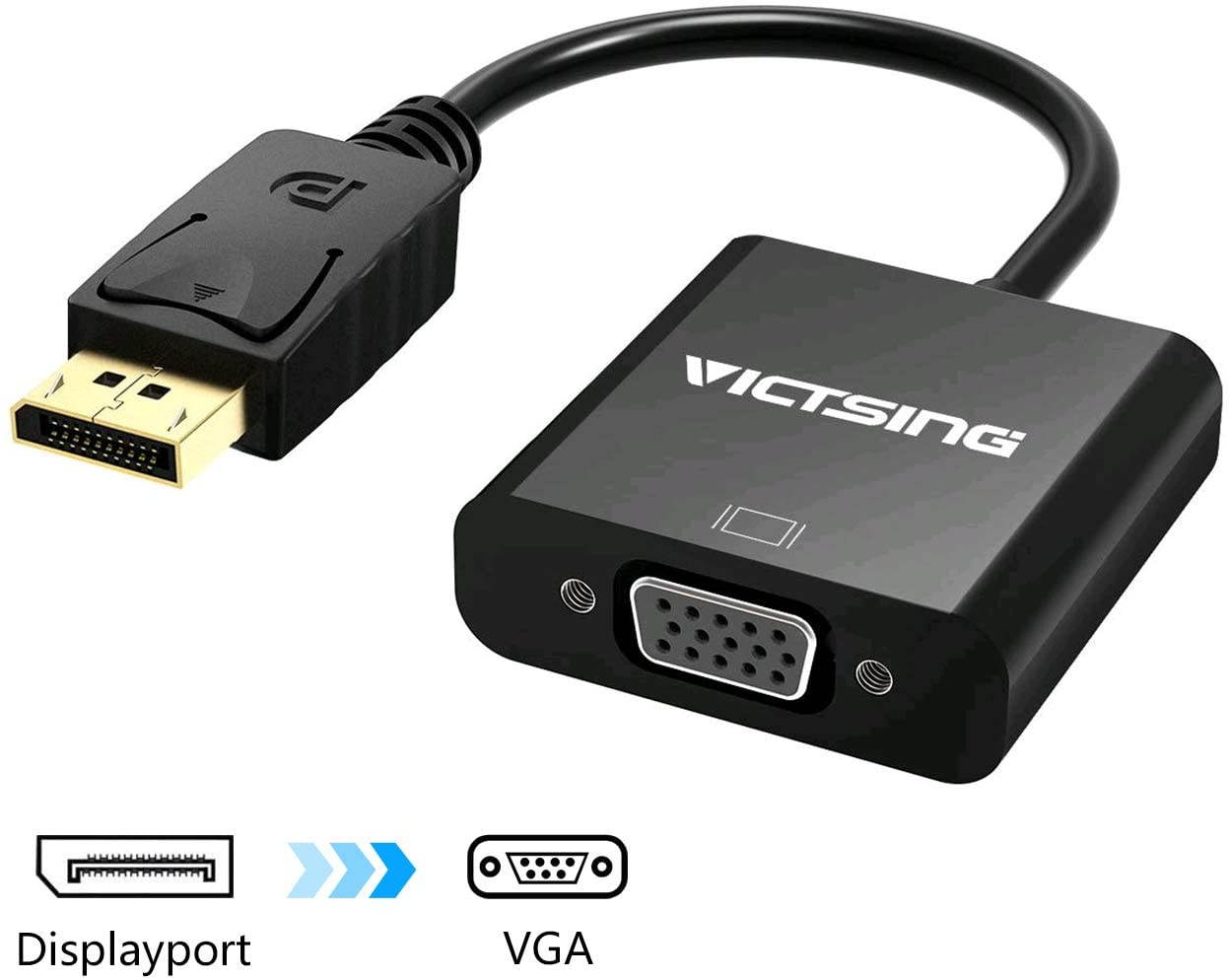 VicTsing DisplayPort DP to VGA Adapter, Gold-Plated Converter for PC Laptop, DP to VGA Adapter Cable, Male to Female, Compatible for PC, Monitor, Projector, TV.