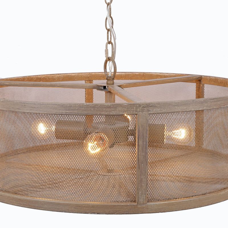 18" Metal Dixsie Caged Farmhouse Chandelier Woodgrain - River of Goods