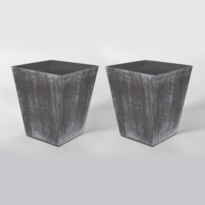 2pk 16" Square Resin Farmington Planters Gray - Suncast