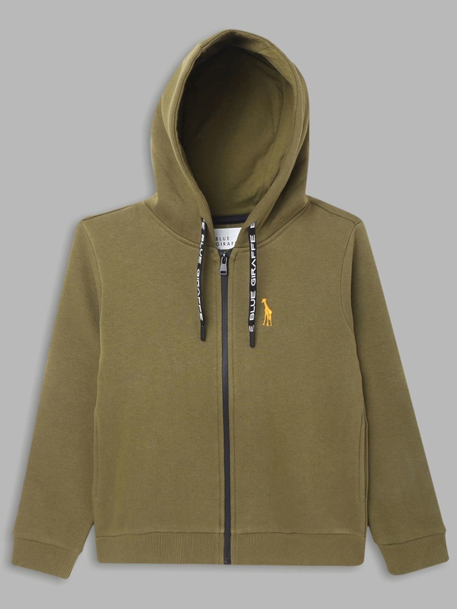 Blue Giraffe Kids Olive Green Logo Full Sleeves Sweatshirt
