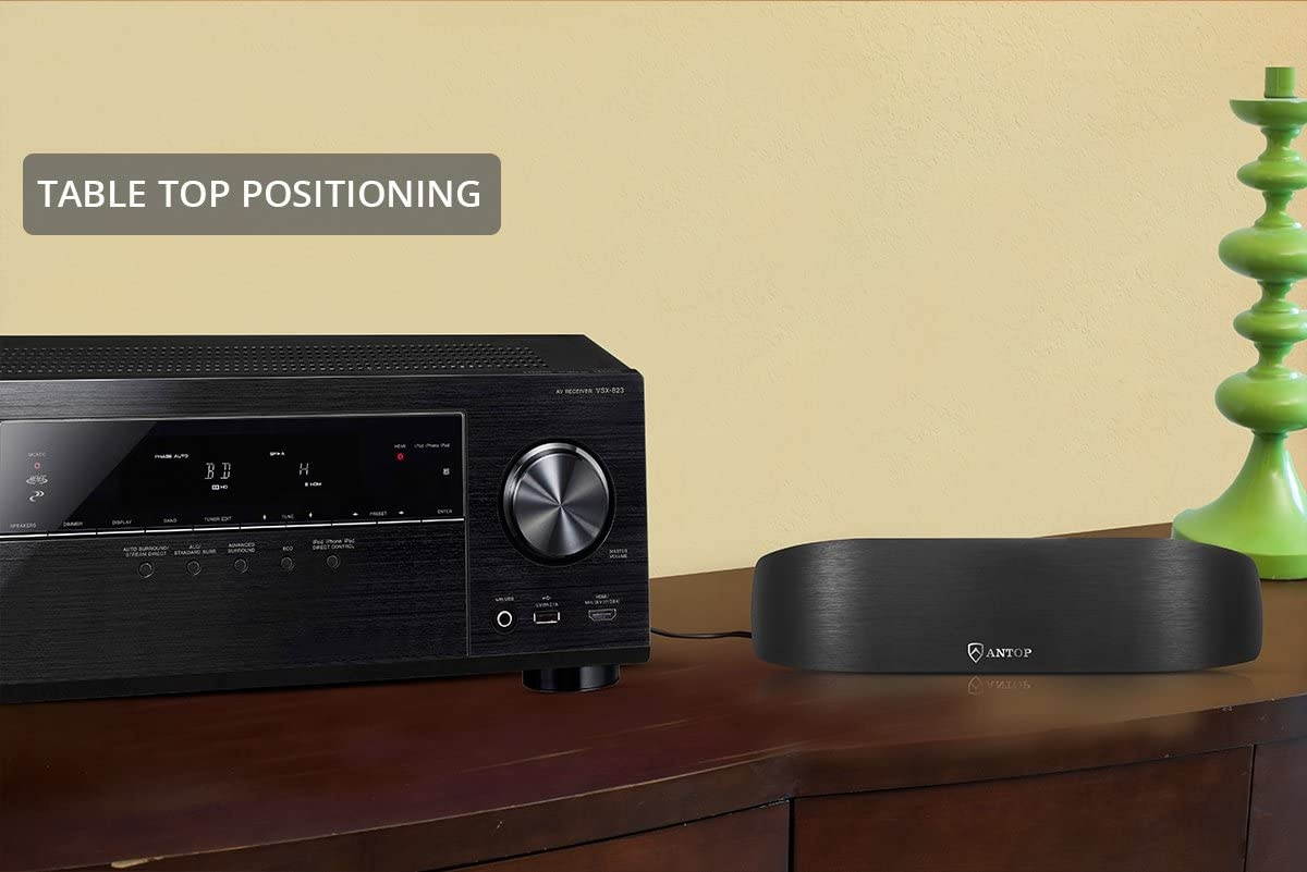 ANTOP AM/FM Antenna Amplified Indoor Radio Antenna 50 Miles Range with Adapter Connector and 6ft Coaxial Cable