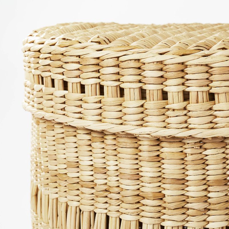 11" x 9" Oval Decorative Lidded Open Weave Basket Natural - Threshold™ designed with Studio McGee
