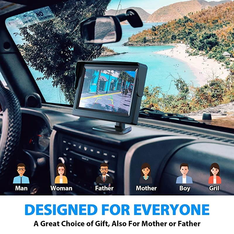 Backup Camera ERT01 with 4.3 inch Monitor License Plate Back Up Camera for Car Pickup Truck SUV Rear View Camera Backing Reverse Camera Crystal Clear Image IP69 Waterproof Nice Night Vision