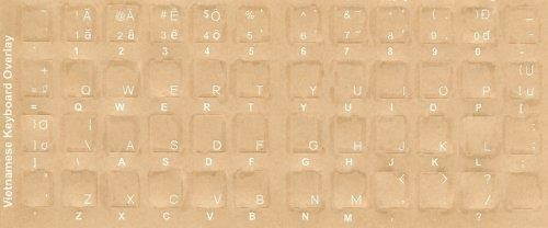 Vietnamese Keyboard Stickers - Labels - Overlays with White Characters for Black Computer Keyboard