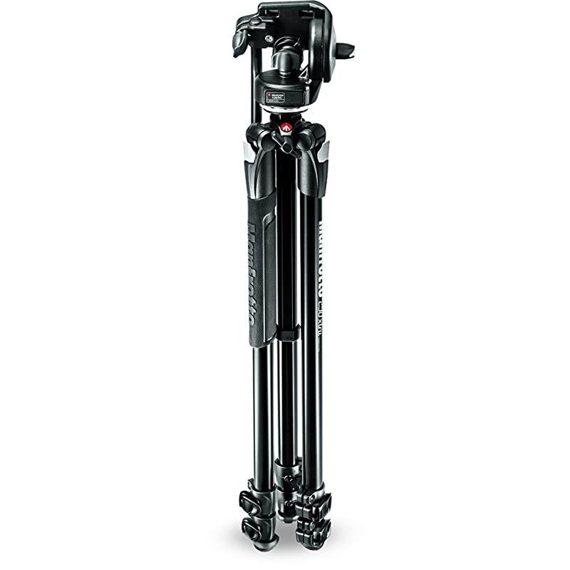 290 Xtra Aluminum 3-Section Tripod Kit with Fluid Video Head (MK290XTA3-2WUS),Black