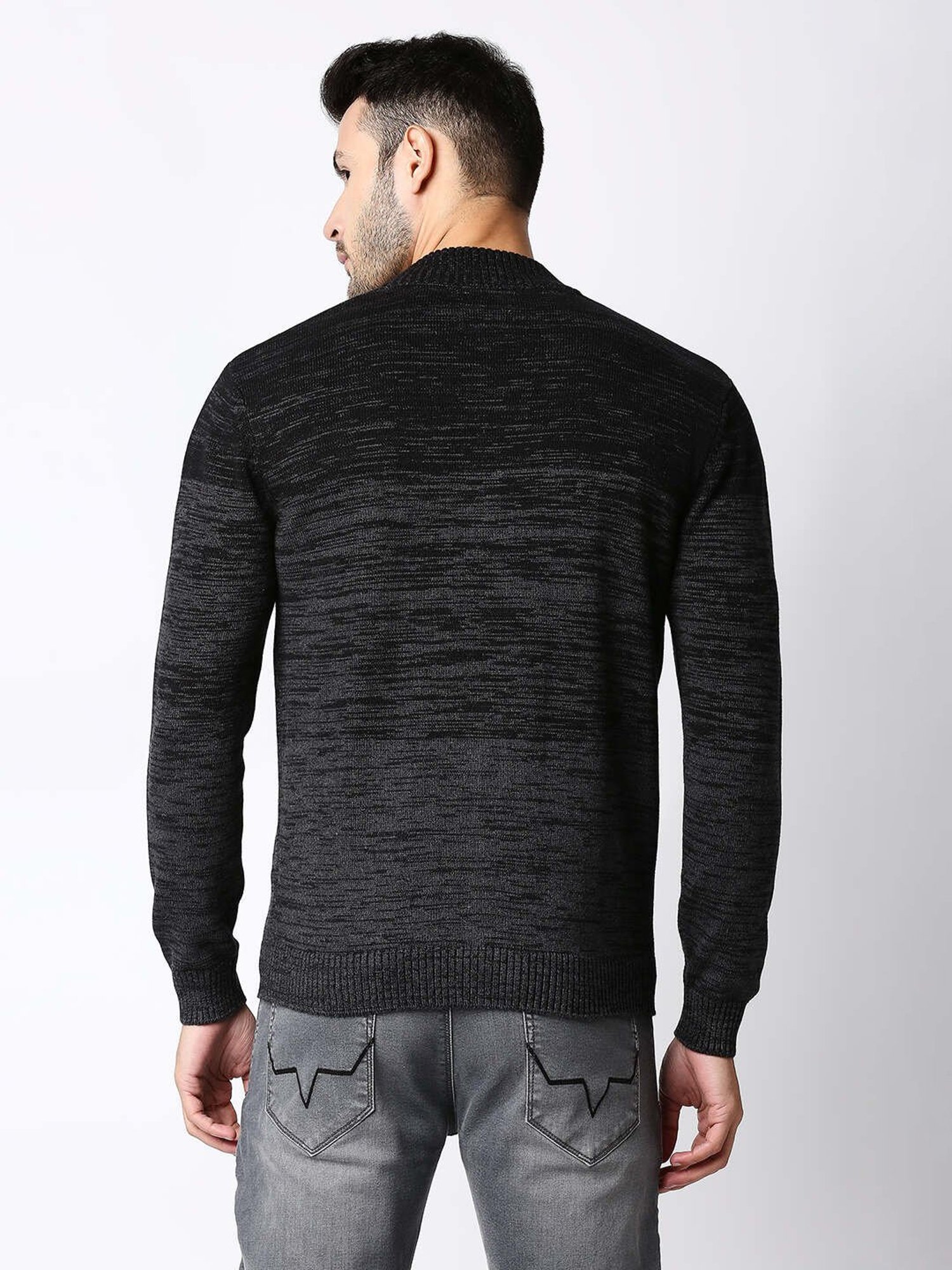Pepe Jeans Black Self Design Sweater