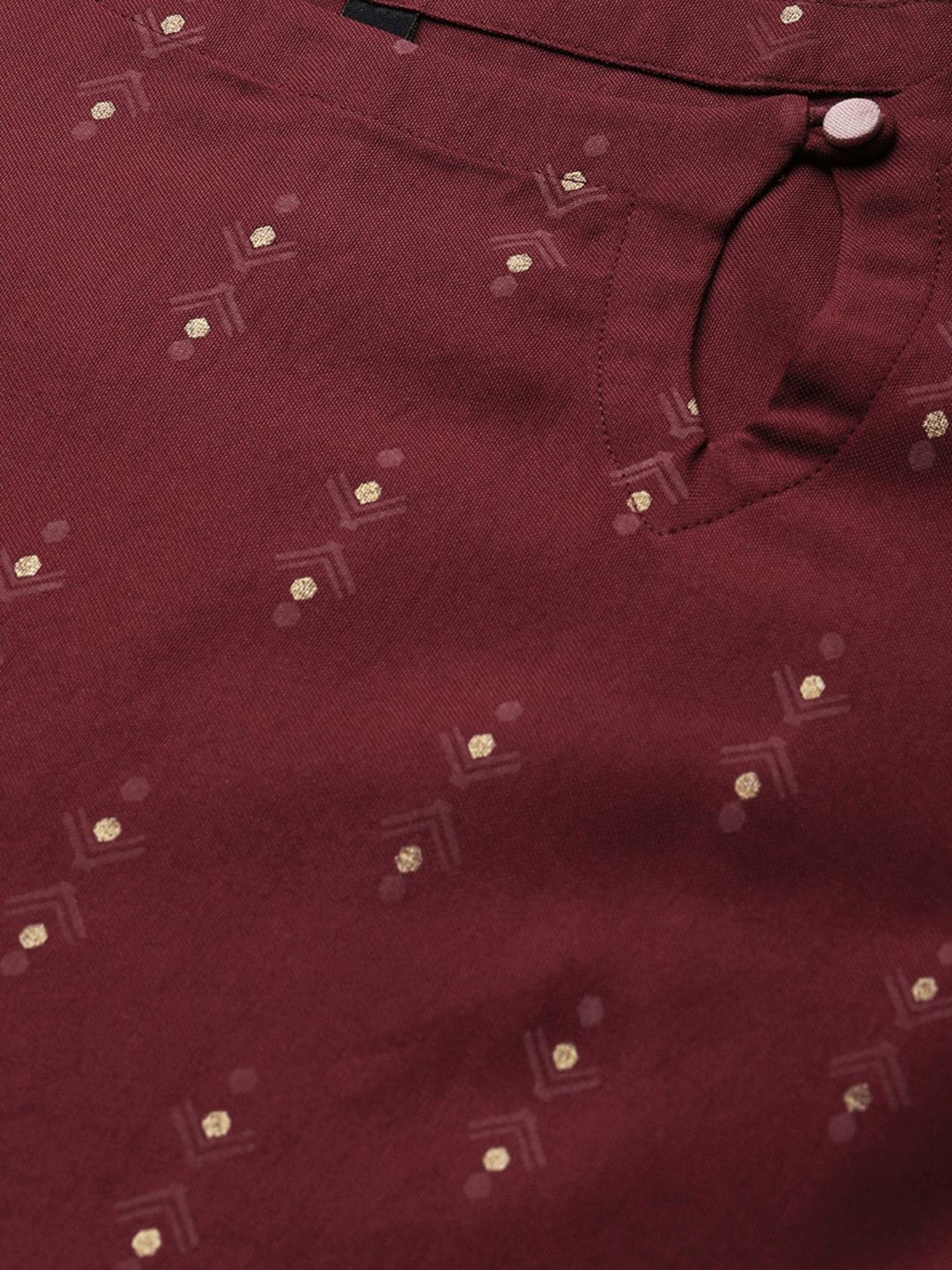 Ziyaa Maroon Printed Straight Kurta