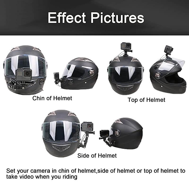 37in1 Motorcycle Helmet Chin Mount Kits for GoPro Hero 9 8 7 Black Silver White 6 5 4 Osmo and Other Action Camera with Extra Camera Tethers Mount Bases and Adhesive Pads