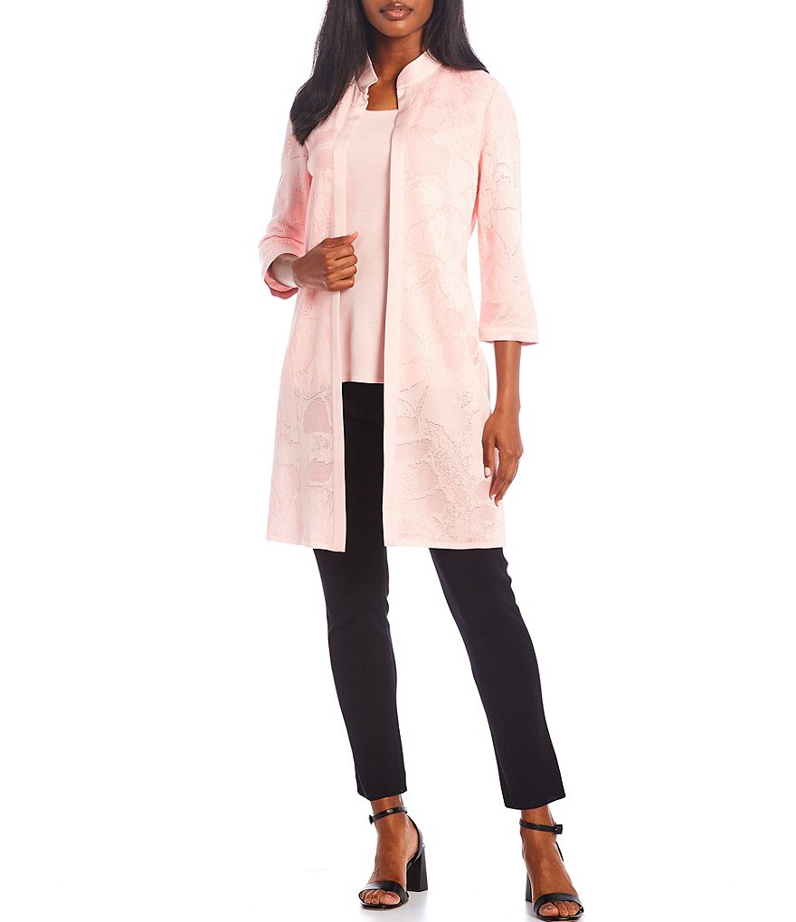 Kasper Snap Front One Button Notch Crepe Jacket