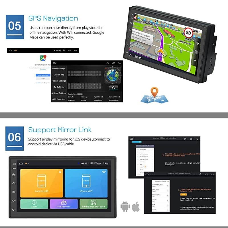 Android 81 Double Din Car Stereo Navigation Bluetooth Touch Screen Car Multimedia Radio Support NetflixMirror Link Play
