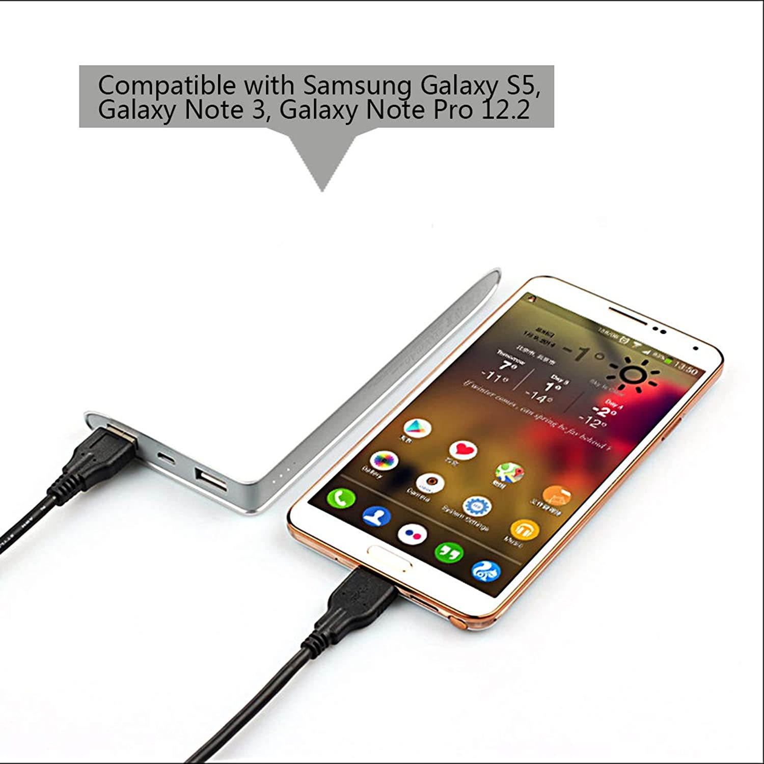 Hitachi SuperSpeed USB 3.0 Cable A to Micro B - 1 Feet - 35cm - 0.35M Length - for Hitachi/WD/Seagate/Clickfree/Toshiba/Samsung External Hard Drives and Samsung Galaxy Note III