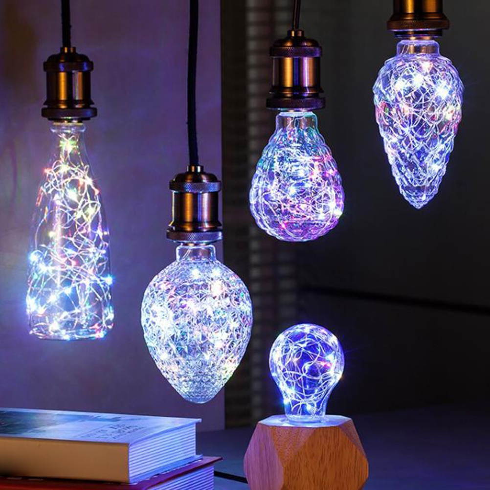 Light Bulb RGB Flashing LED Light Bulbs E27 3w LED Lamp String Lights for Bar Cafes Bathroom Bedroom Living Room (Pine Cone)