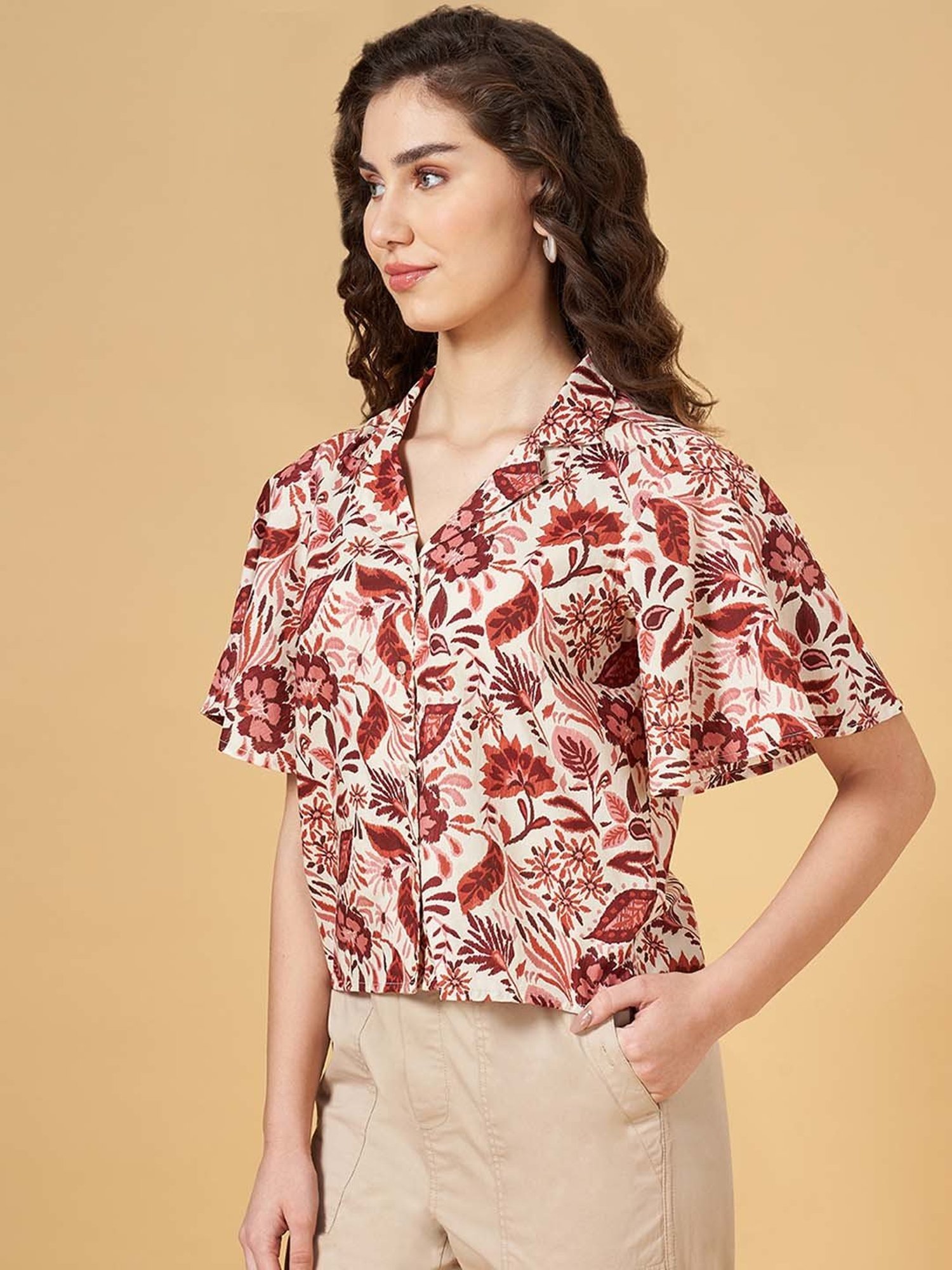 Honey by Pantaloons Maroon Printed Top