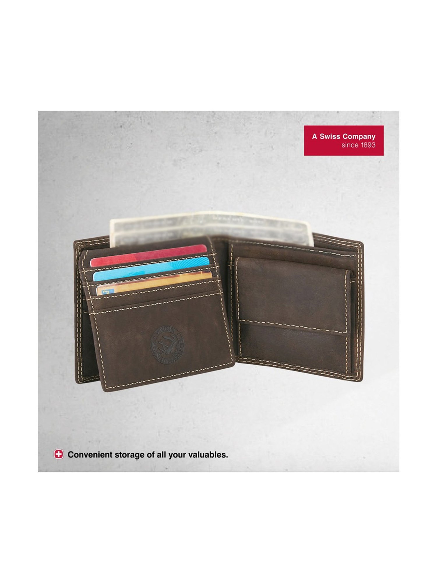 Wenger Hunter Brown Casual Leather Bi-Fold Wallet for Men