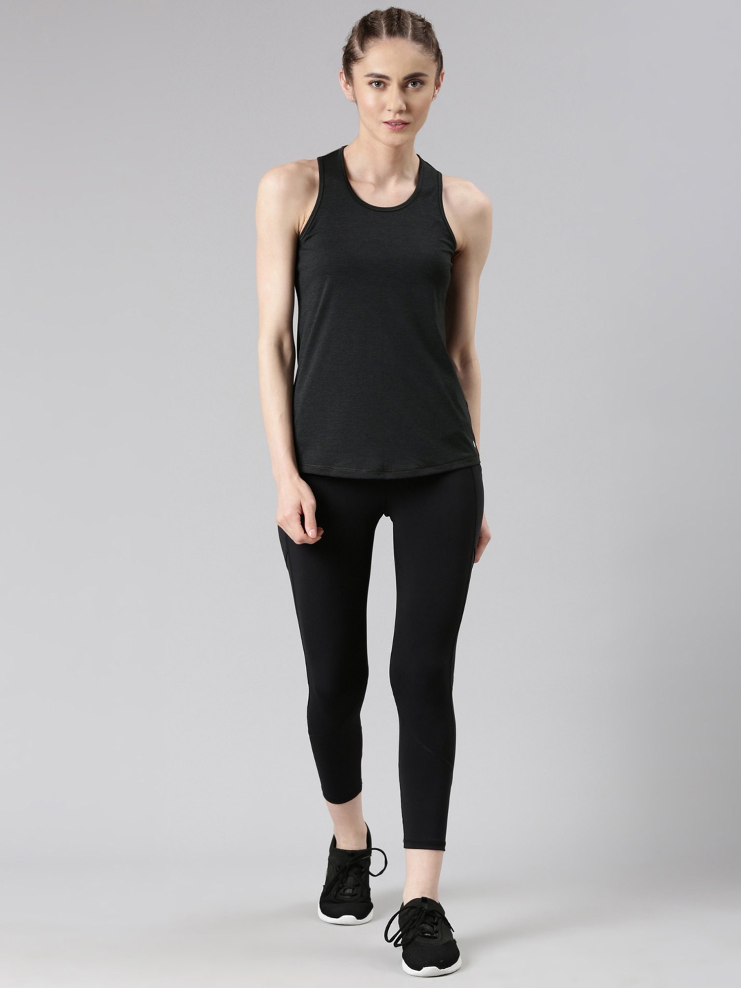 Enamor Black Slim Fit Tank Top