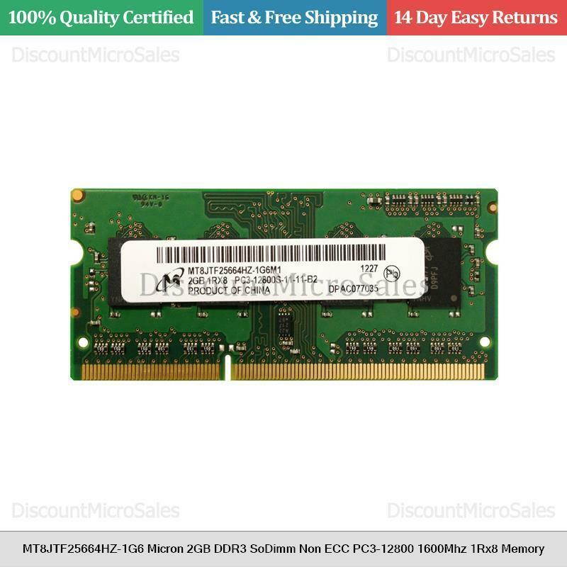 MT8JTF25664HZ-1G6 Micron 2GB DDR3 SoDimm Non ECC PC3-12800 1600Mhz 1Rx8 Memory
