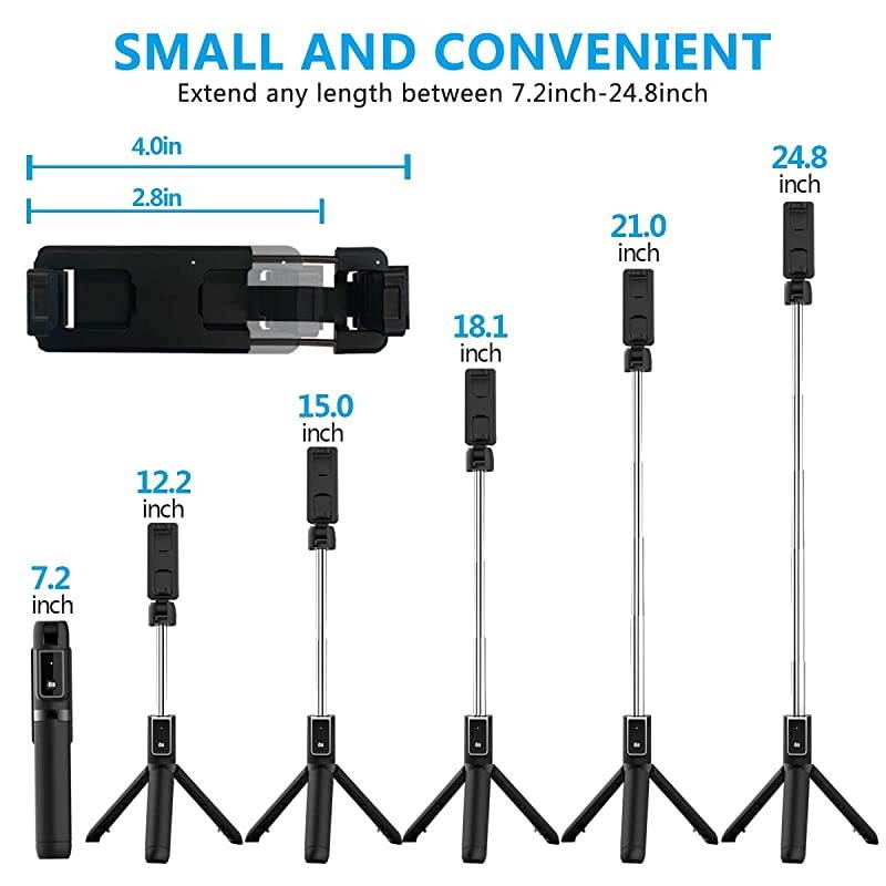 Stick Tripod Extendable Stick with Detachable Wireless Remote and Tripod Stand Stick for iPhone 1111 proX876s6Samsung Galaxy S10S9S8S7Note 98Huawei and More Black