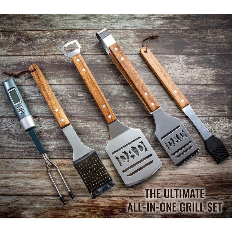 Hike Crew Deluxe Dad BBQ Tools Gift Set &ndash; 6-Piece Grill Accessories Utensils Kit Perfect for Holiday, Birthday or Father&rsquo;s Day &ndash; Tongs, Spatula, Digital Thermometer, Sauce Brush, Scraper, Carry Case