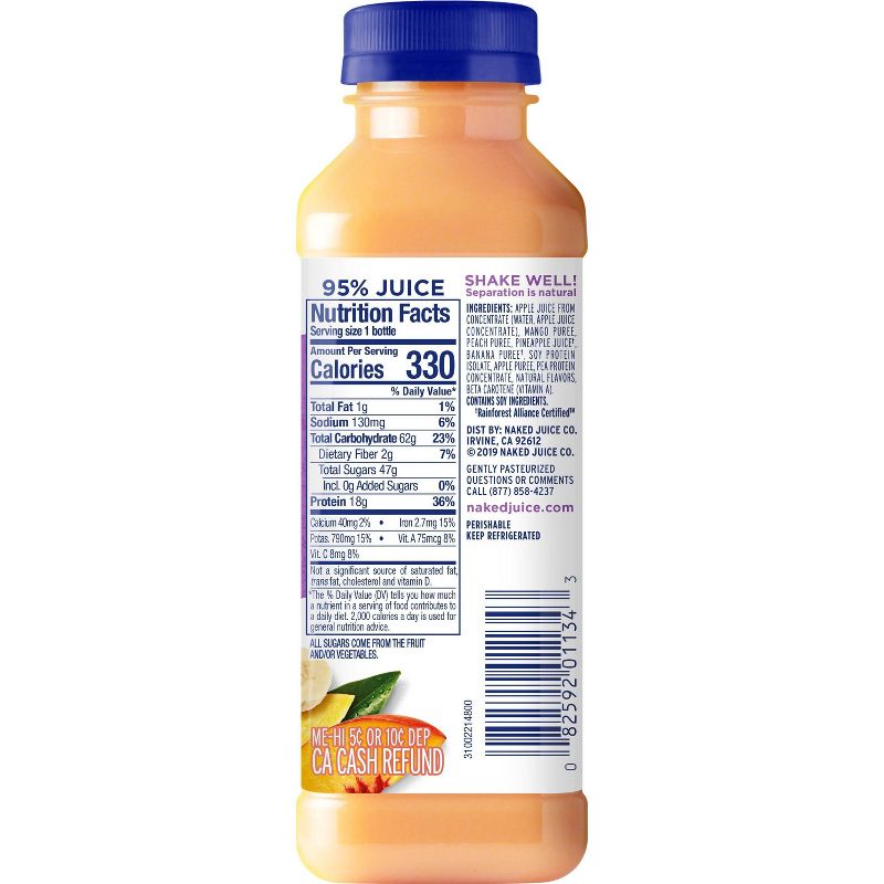 Naked Juice Plant Protein Peach Mango - 15.2 fl oz