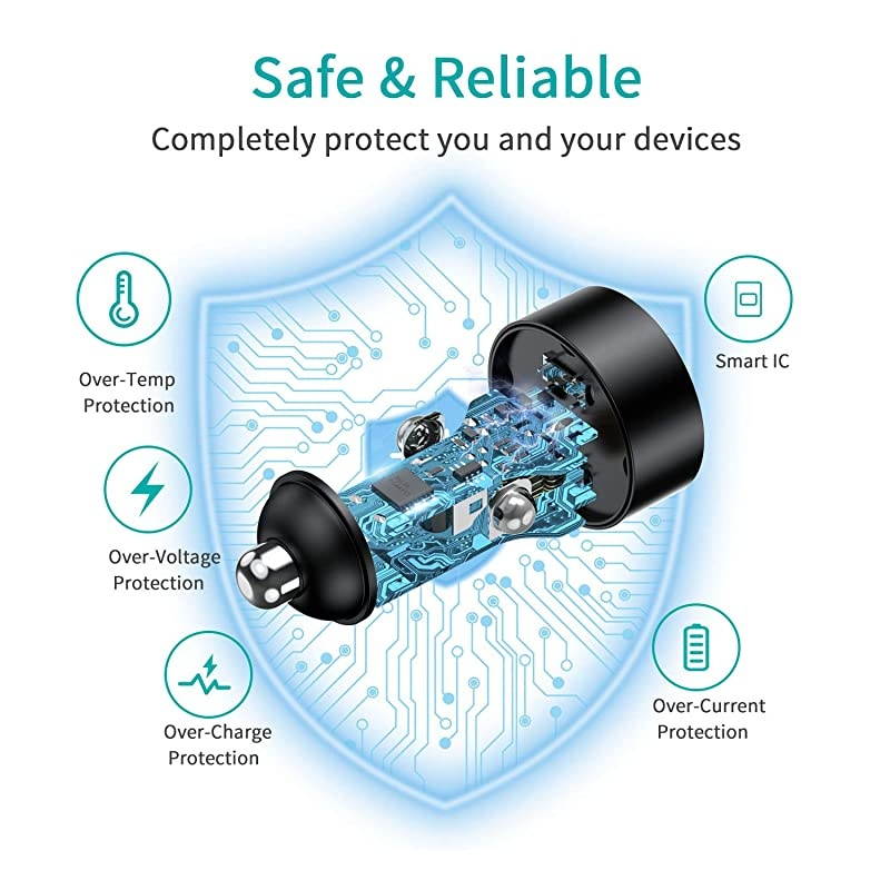 USB C Car Charger, 40W 2-Port All Metal Fast Car Charger for iPhone 12/12 Pro Max/12 Mini,Dual 20W Type C PD Car Charger for iPhone 11/11 Pro Max/SE/XS/XR/8,Galaxy S20/S10,iPad Pro,AirPods Pro